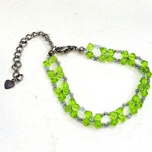 Bright Peridot Beaded Floral Bracelet